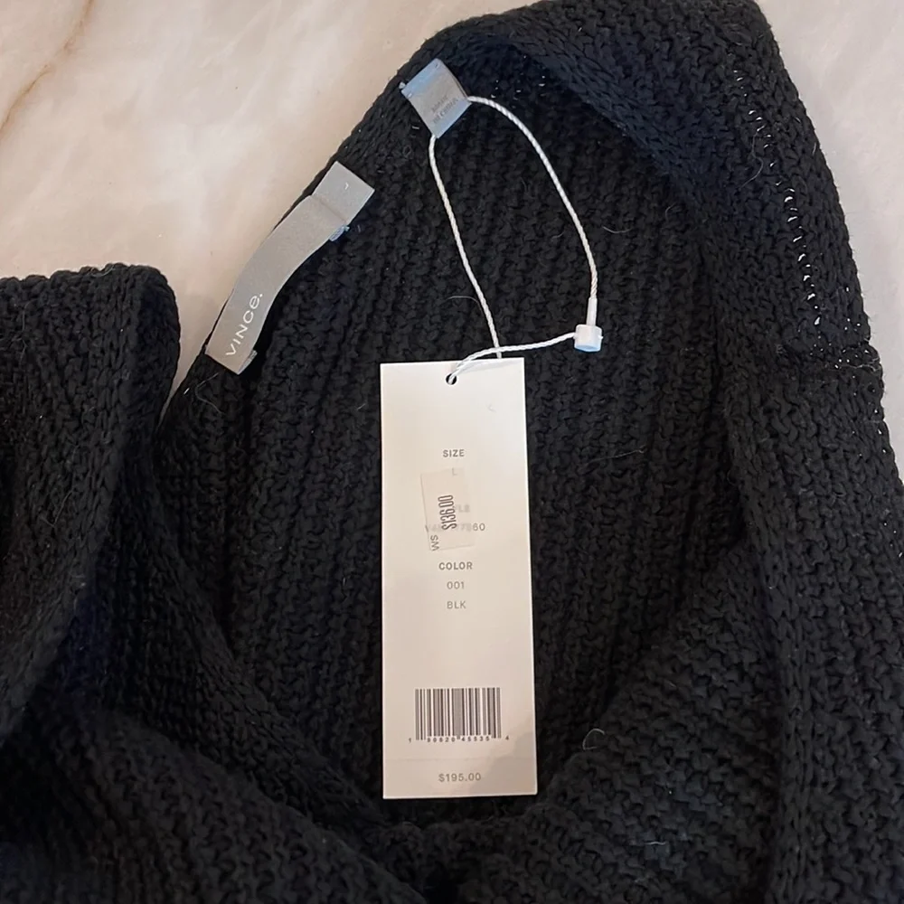 Vince Crossover V-Back Ribbed Tank in Black Scoop Neckline 100% Cotton Large NWT - Picture 7 of 16